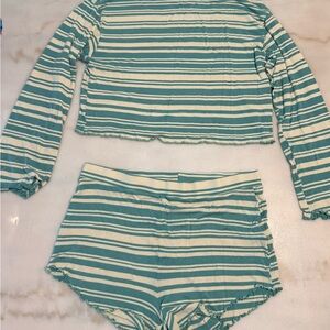 Striped Long Sleeve and Shorts Pajama Set